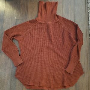 Seven Sisters Cable Knit Cowl/Turtle Neck Sweater - Burnt Orange
